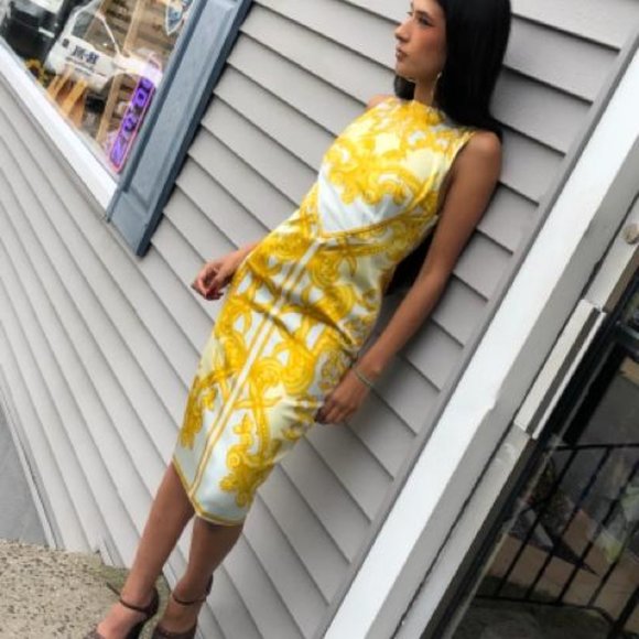 VINTAGE VERSACE BAROQUE PRINT DRESS SZ 38 - Picture 2 of 5